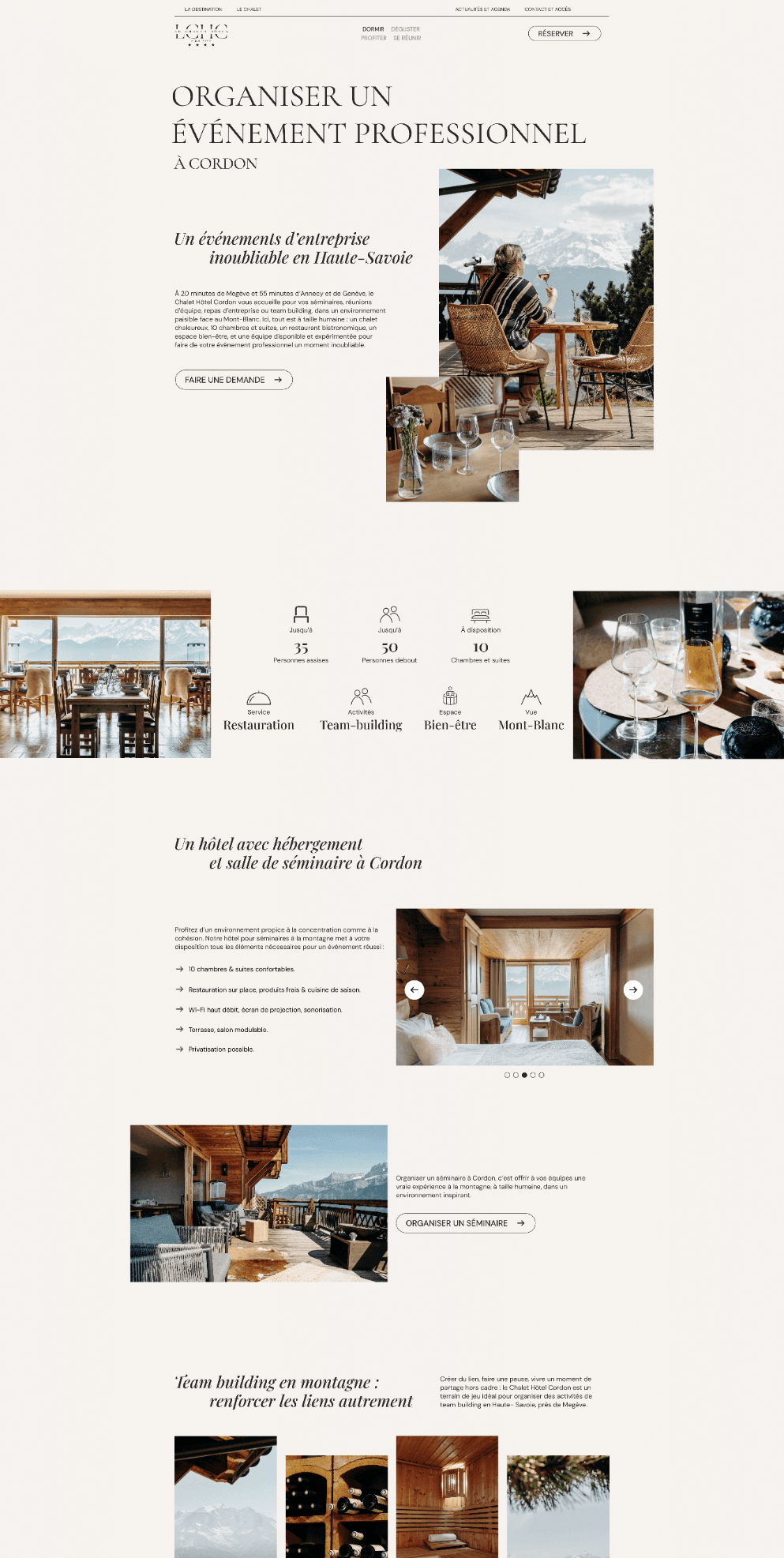 Page événement professionnel LCHC